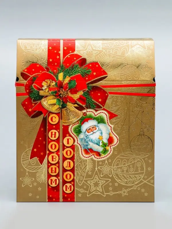 Коробка подарочная новогодняя &laquo;Золотая сумка&raquo; 21.5&times;25.6&times;11 см