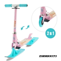 Самокат-снегокат 2 в 1 GRAFFITI &laquo;Красотка&raquo;, цвет розовый