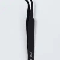 Пинцет для наращивания ресниц, загнутый, L - изгиб, 10 см, чёрный