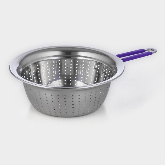 Дуршлаг из нержавеющей стали с ручкой &laquo;Эдвин&raquo;, 39&times;24&times;9 см, цвет ручки МИКС