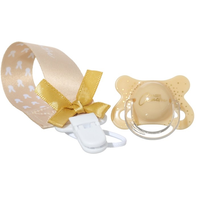 Подарочный набор новогодний: соска-пустышка ортодонт., +6 мес., и держатель на ленте &laquo;Наше счастье&raquo;, подарочная упаковка