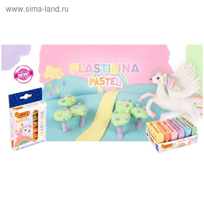 Пластилин на растительной основе, 6 цветов, 90 г, JOVI, пастельная палитра, картон, европодвес, ДЛЯ МАЛЫШЕЙ