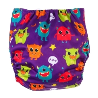 Многоразовый подгузник &laquo;Монстрики&raquo;, 3-15 кг, цвет фиолетовый, Крошка Я