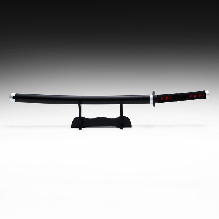 Сувенирное оружие "Катана Танзи" 75 см, клинок 48 см, чёрная, на подставке