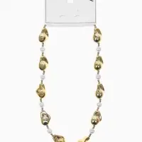 Бусы "Жемчуг Борокко", цвет белый в золоте 40+удл