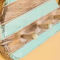 Вешалка &laquo;Кит&raquo;, с 3 крючками, 44&times;6&times;18 см, дерево, бирюзовая