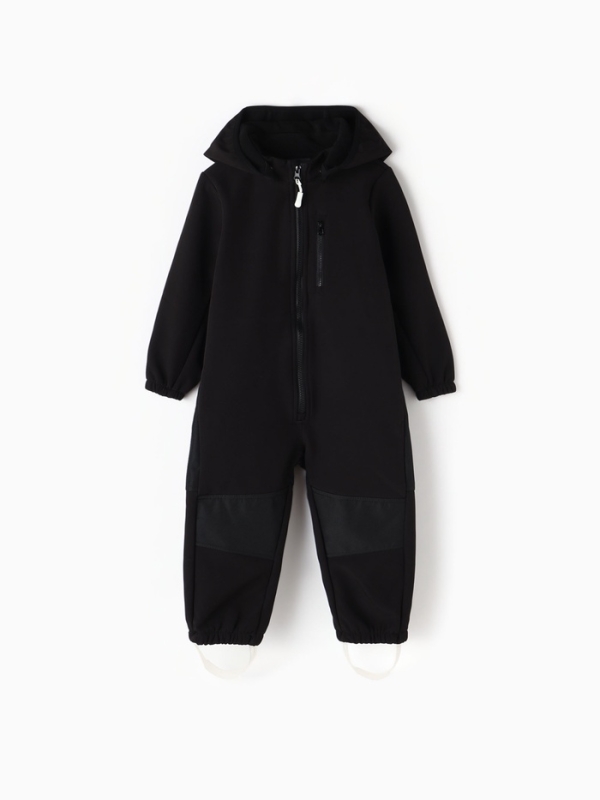Комбинезон демисезонный для мальчиков MINAKU из Softshell на флисе, непромокаемый, чёрный, рост 110 см
