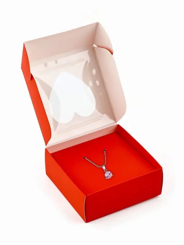 Коробка под бижутерию с окном &laquo;Сердце&raquo;, 7.5 х 7.5 х 3 см