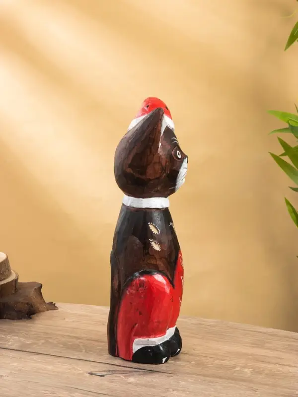 Сувенир интерьерный "Кот новогодний" 14х10х40 см, дерево