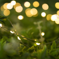 Гирлянда &laquo;Нить&raquo; 20 м роса, IP44, серебристая нить, 200 LED, свечение тёплое белое, 2 режима, солнечная батарея