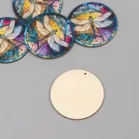 Декор для творчества дерево "Стрекоза. Витраж" 4,6х4,6х0,3 см