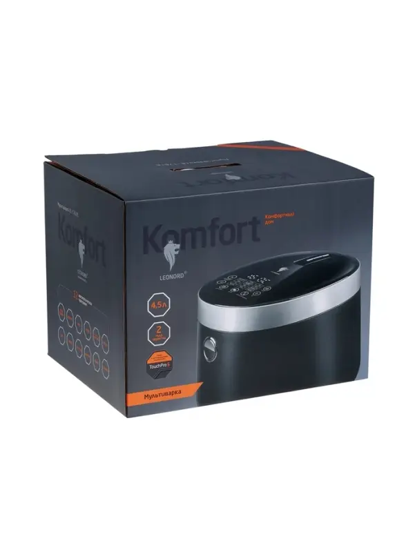 Мультиварка Leonord LE-1761E, 860Вт, 4.5 л, 12 программ, LED дисплей, сенсор, черная