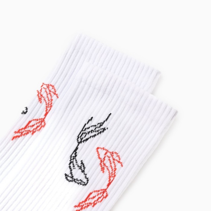 Носки женские "Рыбки", цвет белый, р-р 25-27