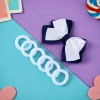 Набор для волос "Сьюзи" (зажим 8 см, 6 резинок 2,5 см) полоски блеск, сине-белый