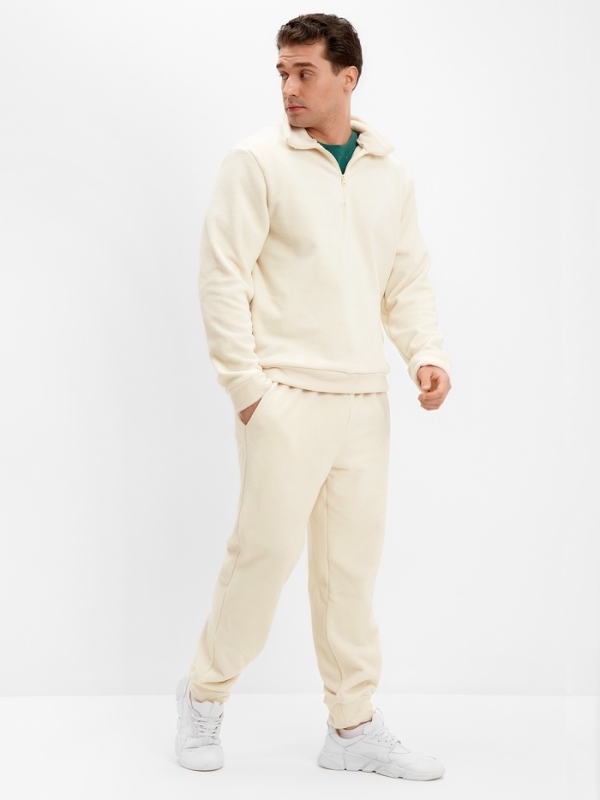 Брюки флисовые мужские спортивные MINAKU: Fleece Soft цвет бежевый, р-р 50