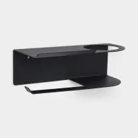 Держатель для туалетной бумаги с полочкой с отверстием для освежителя, цвет черный