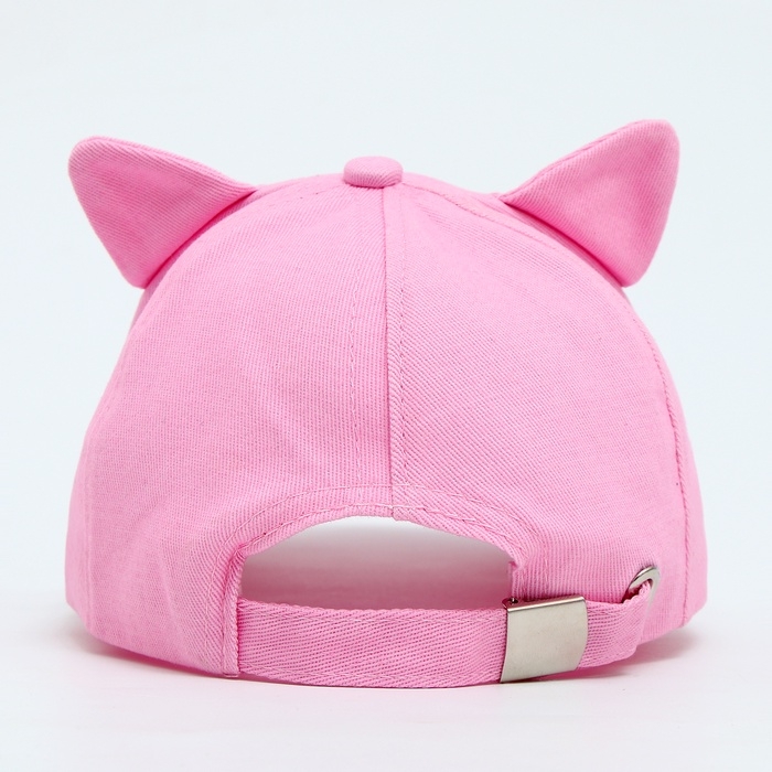 Кепка детская для девочки "Котик", с ушками, цвет розовый р-р 52-54 5-7 лет