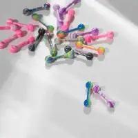 Пирсинг в бровь &laquo;Шарики&raquo; дуо узор, L=0.8 см, МИКС (фасовка 20 шт.)