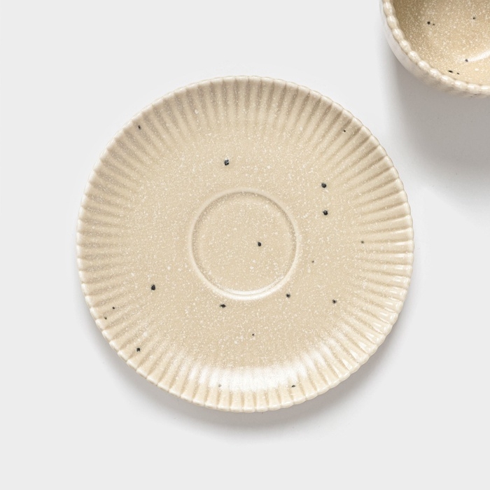 Чайная пара Доляна &laquo;Коралл&raquo;, 275 мл, фарфор, бежевая