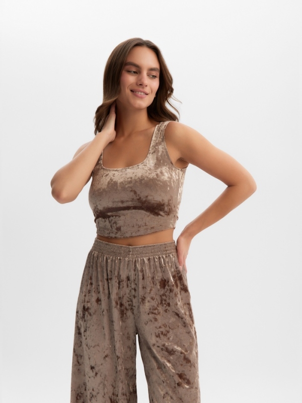 Топ женский KAFTAN Velvet 48-50, кофейный