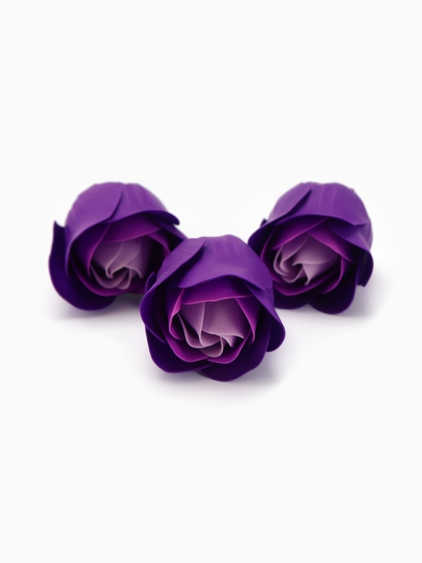 Набор мыльных роз в коробке 16 штук, фиолетово-белые