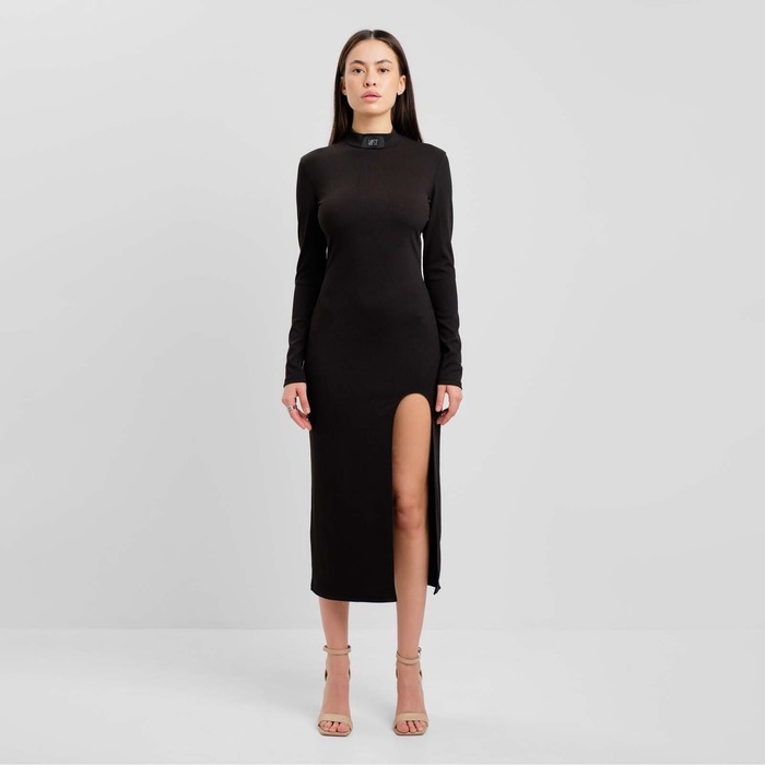 Платье женское с разрезом MIST р. 46, чёрный