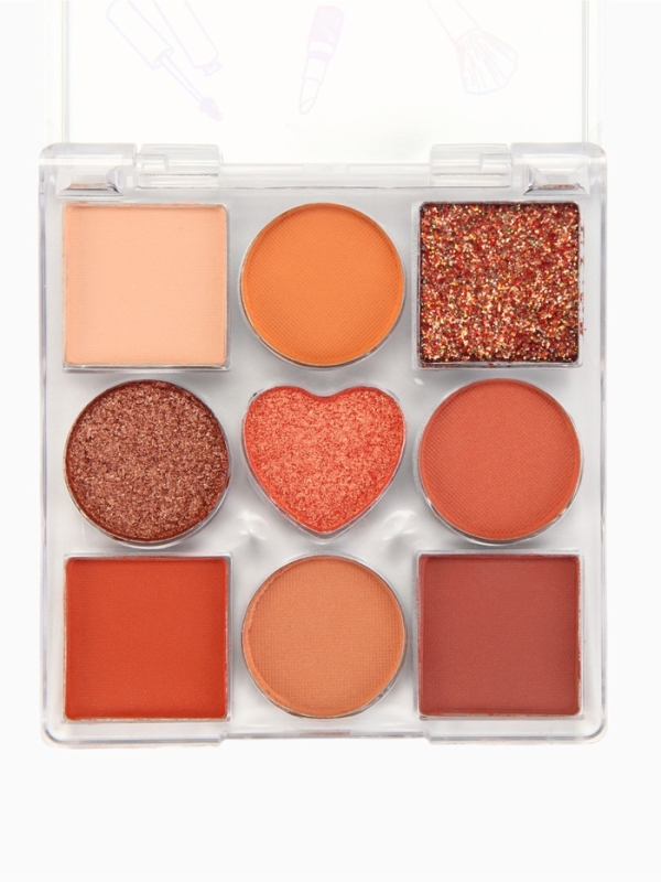 Тени для век 9 цветов, матовые и с шиммером, водостойкие