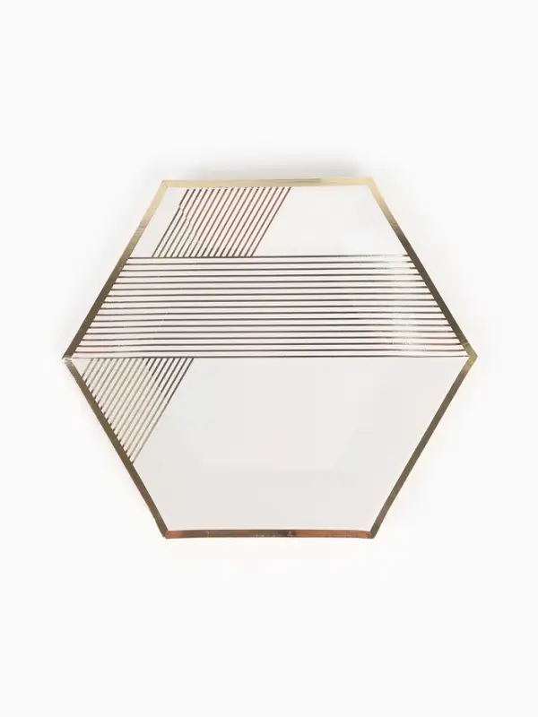 Набор посуды для праздника на 20 персон, белый с золотом (тарелки 23 см, стакан 250 мл)