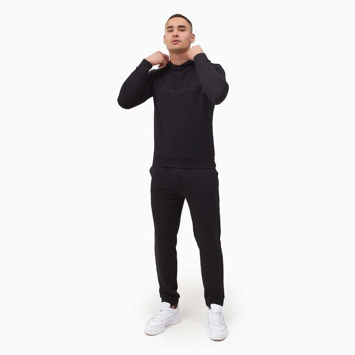 Костюм мужской (худи,брюки) MINAKU "Confident" цвет чёрный, размер 50