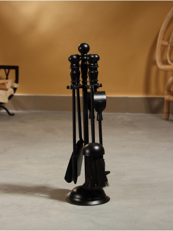 Каминный набор "Искры" сталь, 4 предмета, 11х11х40 см