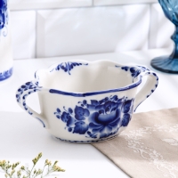 Бульонница &laquo;Ивушка&raquo;, с ручками, H=7 см, 0,35 л, гжель