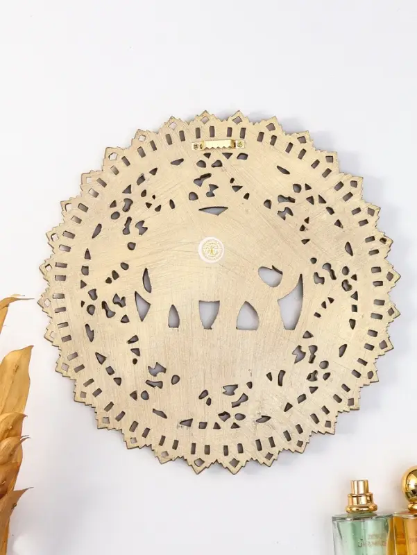 Панно интерьерное полистоун "Индийский слон. Мандала" золото 30х4,6х30 см