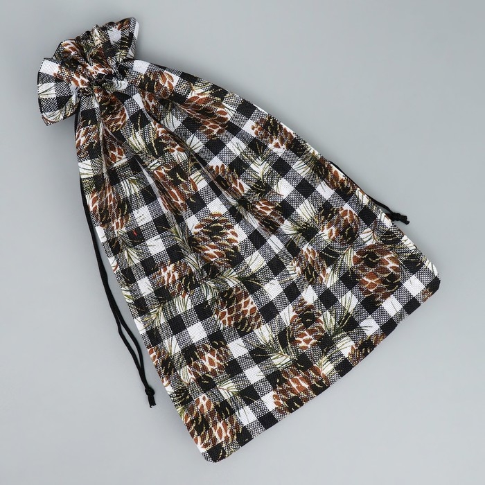 Мешочек подарочный холща &laquo;Клетка&raquo;, 20 х 30 см +/- 1.5 см, Новый год