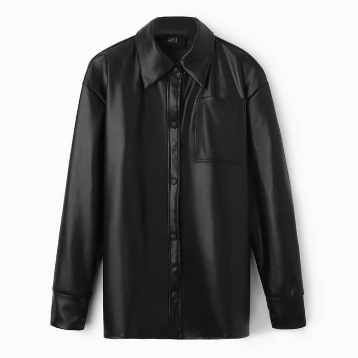 Рубашка женская из экокожи MIST, р.44, черный Рубашка женская из экокожи MIST, р.44, черный