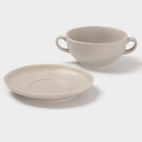 Бульонница Magistro "Potter" 255мл 15х2 цвет светло-серый с блюдцем