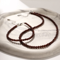 Набор 2 предмета: бусы, браслет шар №3 &laquo;Гранат&raquo;