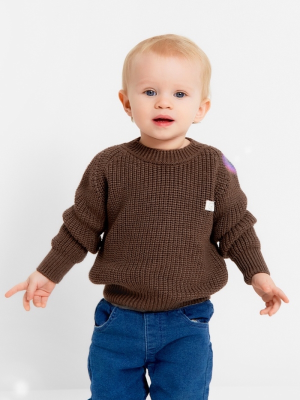 Джемпер вязаный Крошка Я, рост 92-98 см, коричневый