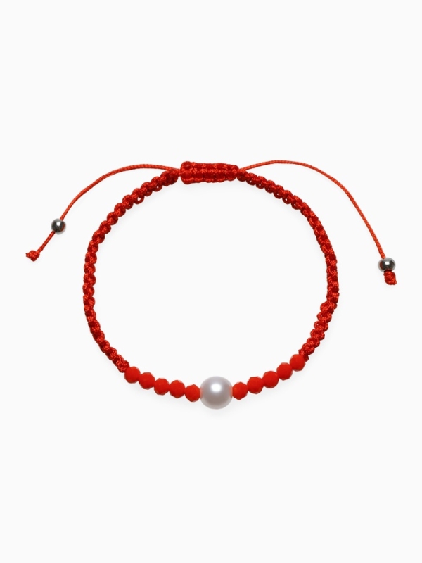 Браслет-оберег &laquo;Красная нить&raquo; женский, защита, бусина, цвет красно-белый, d=6
