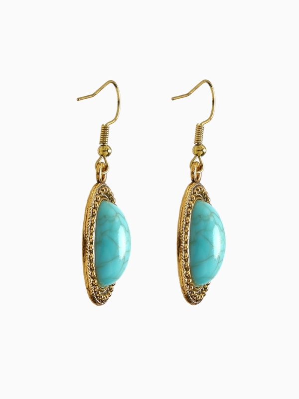 Серьги &laquo;Бирюзовый мир&raquo; круг, цвет голубой в чернённом серебре