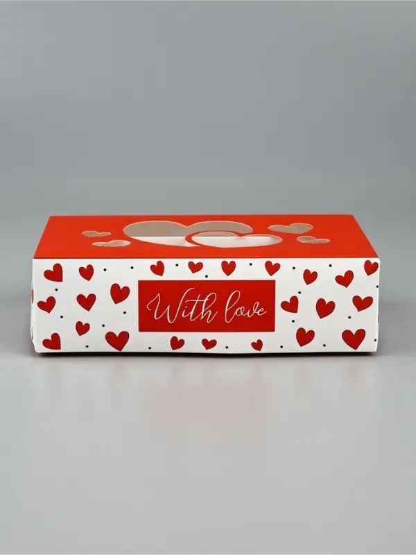 Кондитерская упаковка для макарун с окном, &laquo;С любовью&raquo;, 11 х 19 х 5.5 см