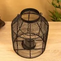 Подсвечник фонарь со стеклянной колбой 20х20х26 см, d 9 см, металл, цв. черный