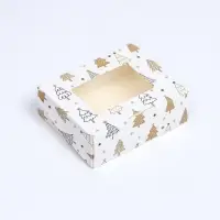 Коробка подарочная новогодняя складная &laquo;Золотые ёлки&raquo;, 10&times;8&times;3.5 см