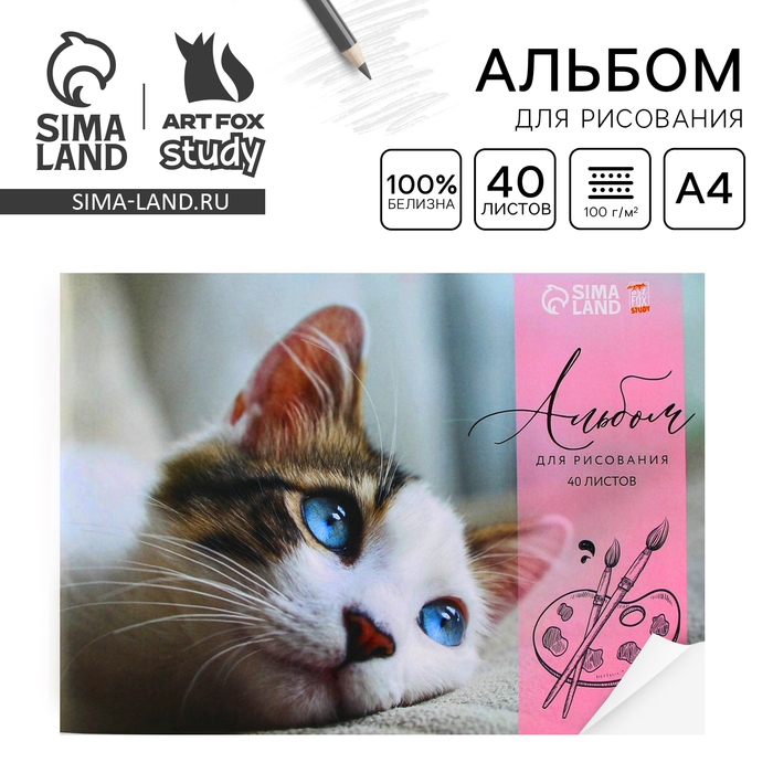 Альбом для рисования 40 листов А4 на скрепке &laquo;1 сентября: Котёнок&raquo; обложка 160 г/м2, бумага 100 г/м2.