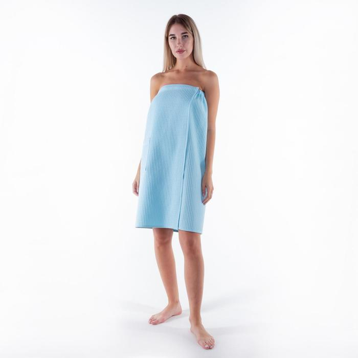 Полотенце банное Этель &laquo;Парео&raquo; с карманом 80*140 см. цв.небесный, 100% хл, вафля 240 г/м2