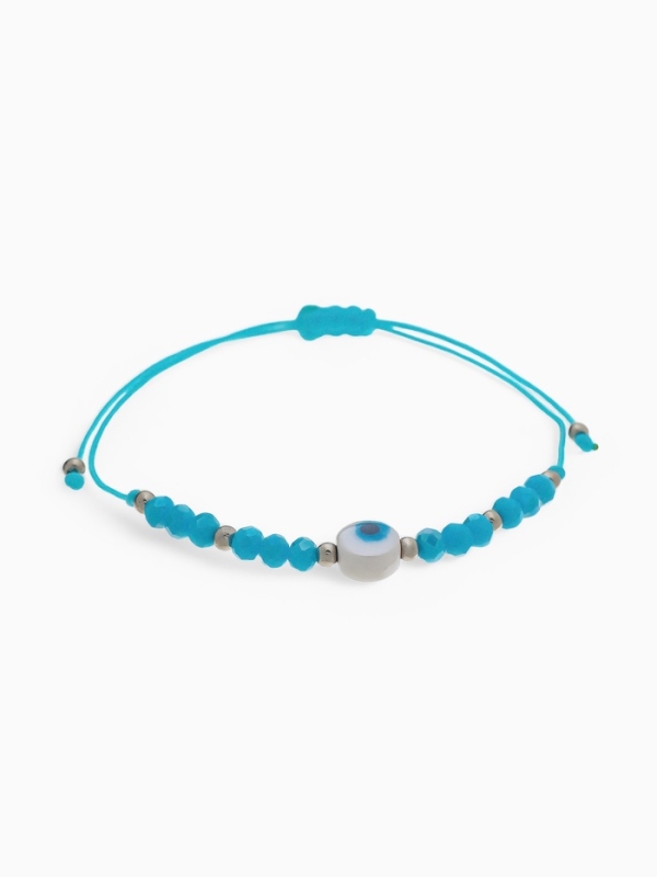 Браслет-оберег «Глазик» на нити, голубой в серебре Браслет-оберег «Глазик» на нити, голубой в серебре