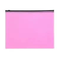 Папка-конверт на ZIP-молнии A5, 150 мкм, Calligrata Pastel, прозрачная, чёрная молния, коралловая