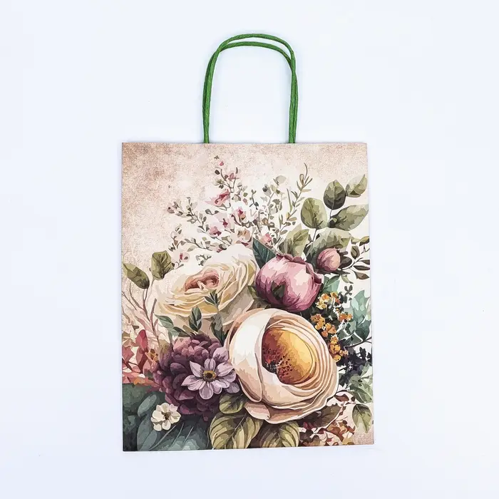 Пакет крафт &laquo;Цветы&raquo; 21&times;11&times;27 см