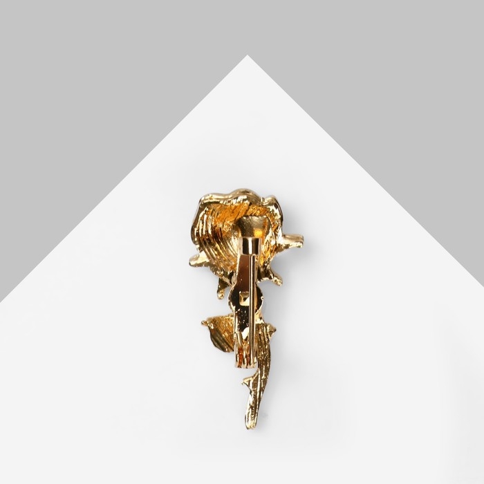 Брошь &laquo;Роза&raquo; с листьями, цвет МИКС в золоте (неделимая фасовка 12 шт., цена за шт.)