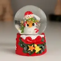 Снежный шар стеклянный &laquo;Новогодний персонаж с бантом, ёлочкой&raquo;, 4.7&times;4.7&times;6.5 см, МИКС