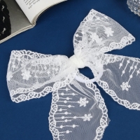 Резинка для волос бант "Школьница" галант кружево классик, 20х17 см, белый